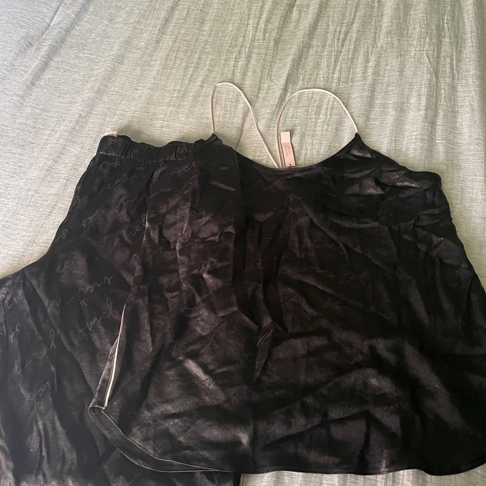 Brand new black silk pj set